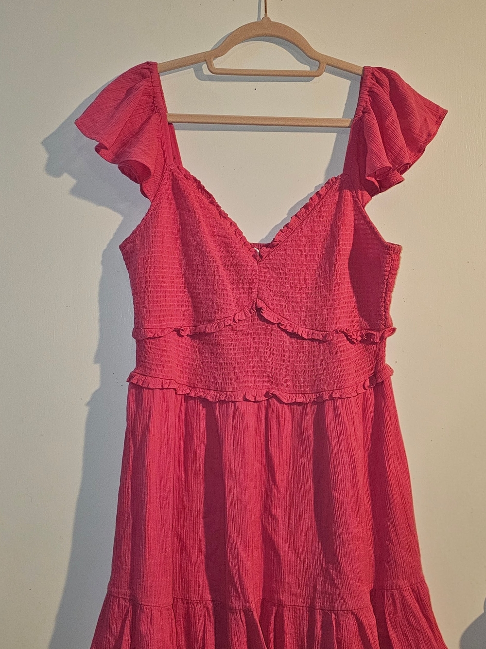 LoveShackFancy Hot Pink Ruffle-Tiered Mini Dress
